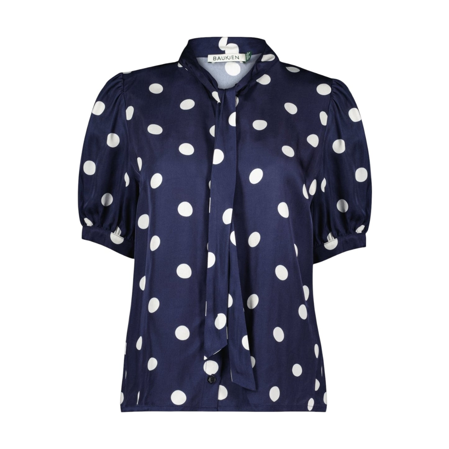 Baukjen Violette Satin Blouse Navy Big Polka - 14