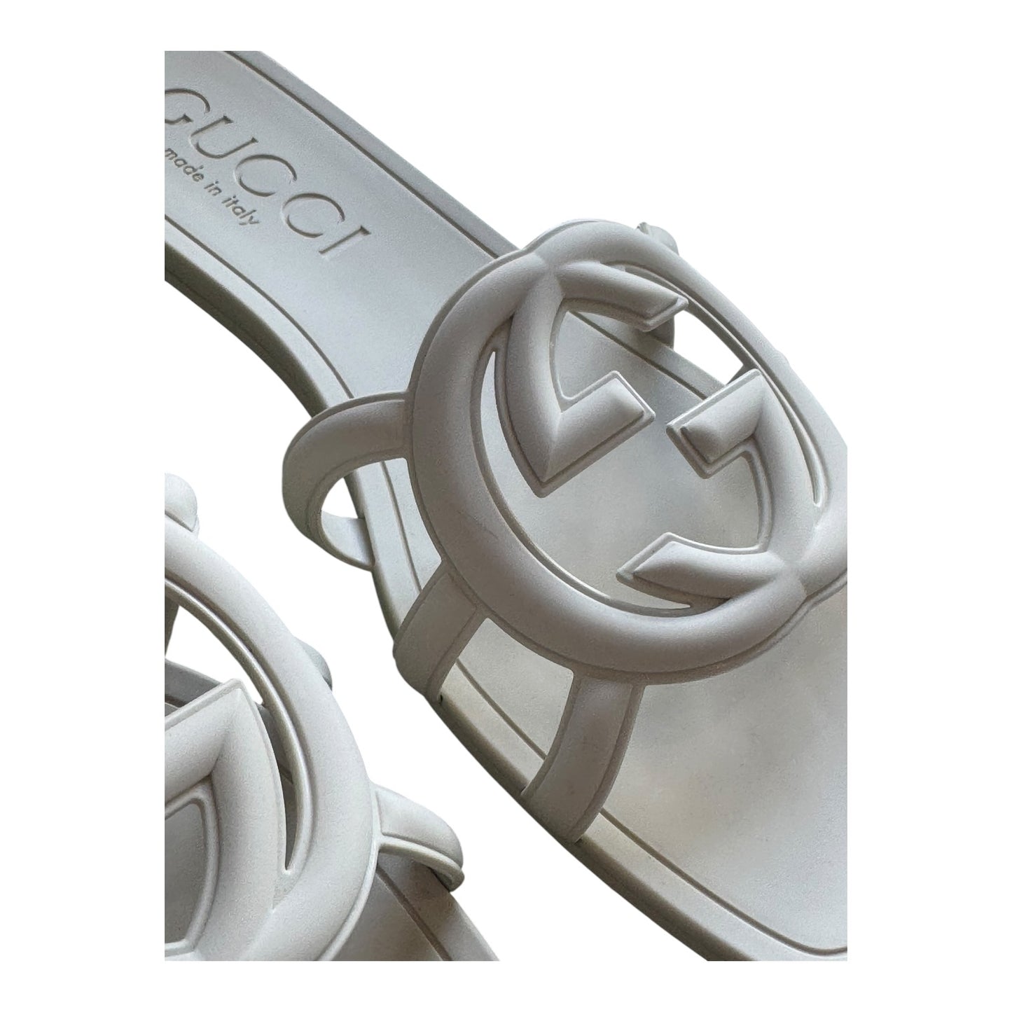 Gucci Interlocking G Light Grey Slides - 39/6