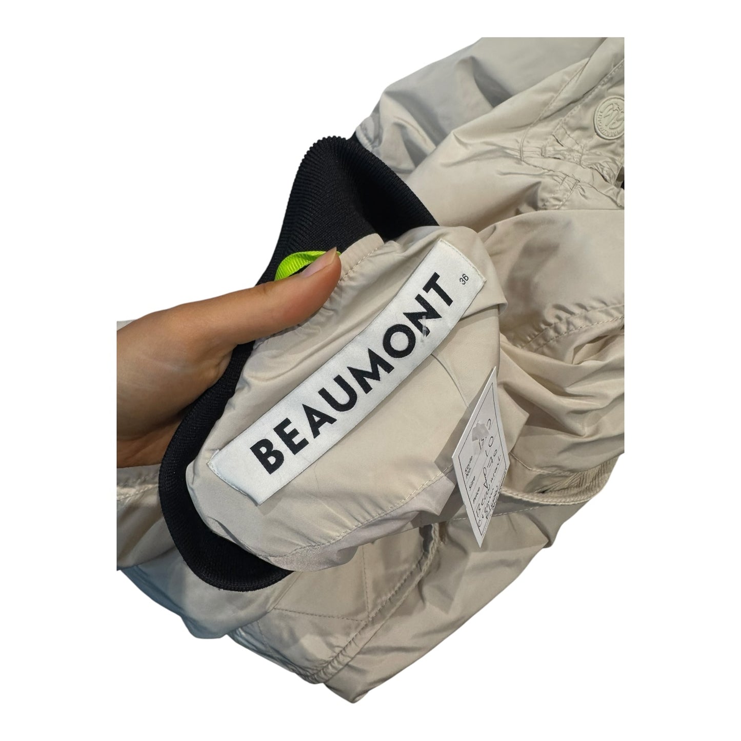 Beaumont Beige and Black Ali Bomber Coat - 10