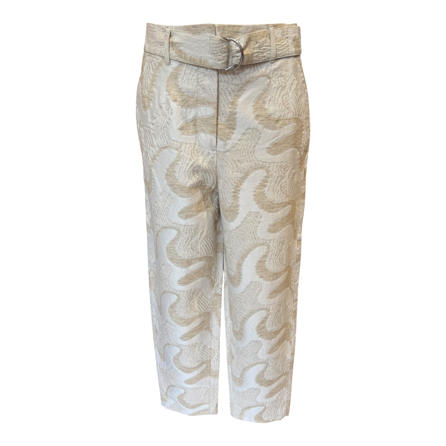 Jaeger Cotton Rich Jacquard Belted Tapered Trousers - 10
