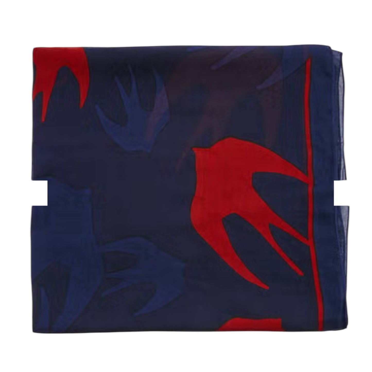 Alexander McQueen Swallow Swarm Scarf - Navy and Red