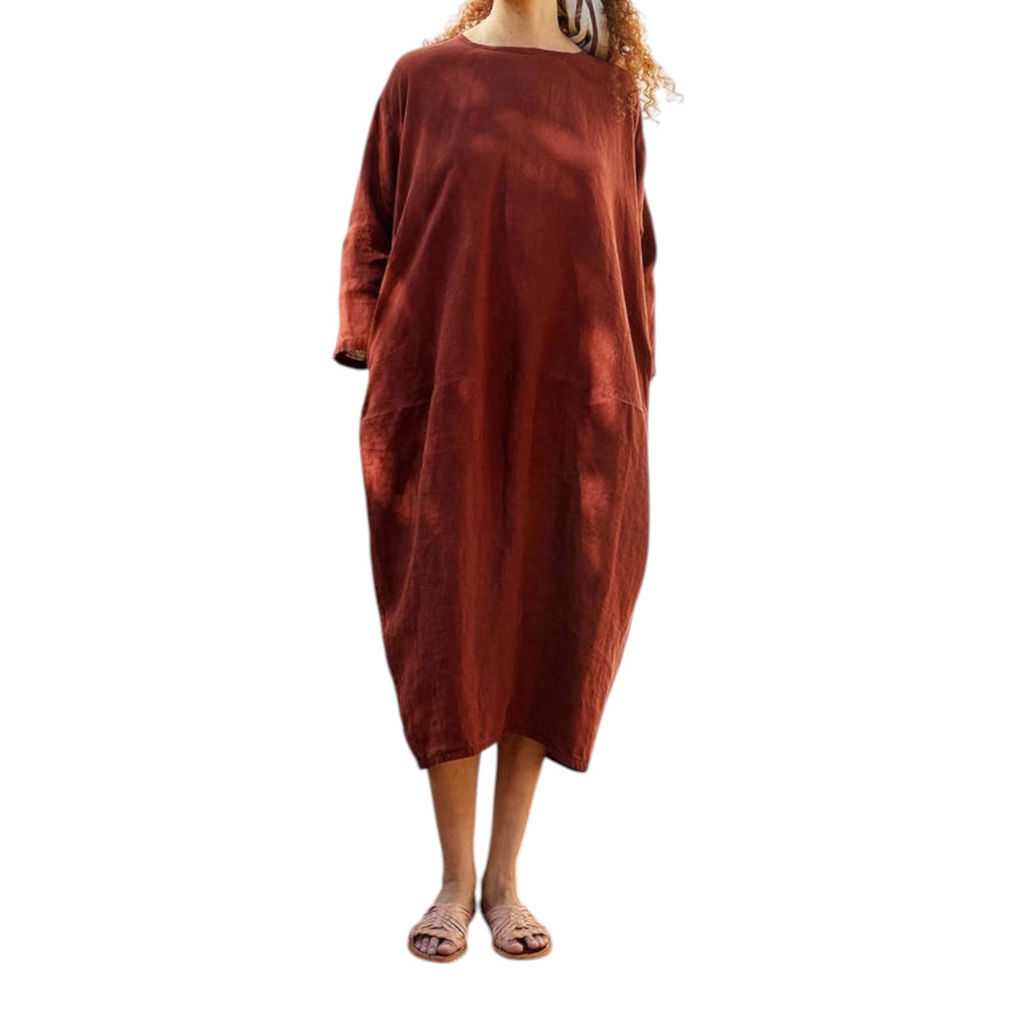 Black Crane Bud Dress in Brick Red - 12/14