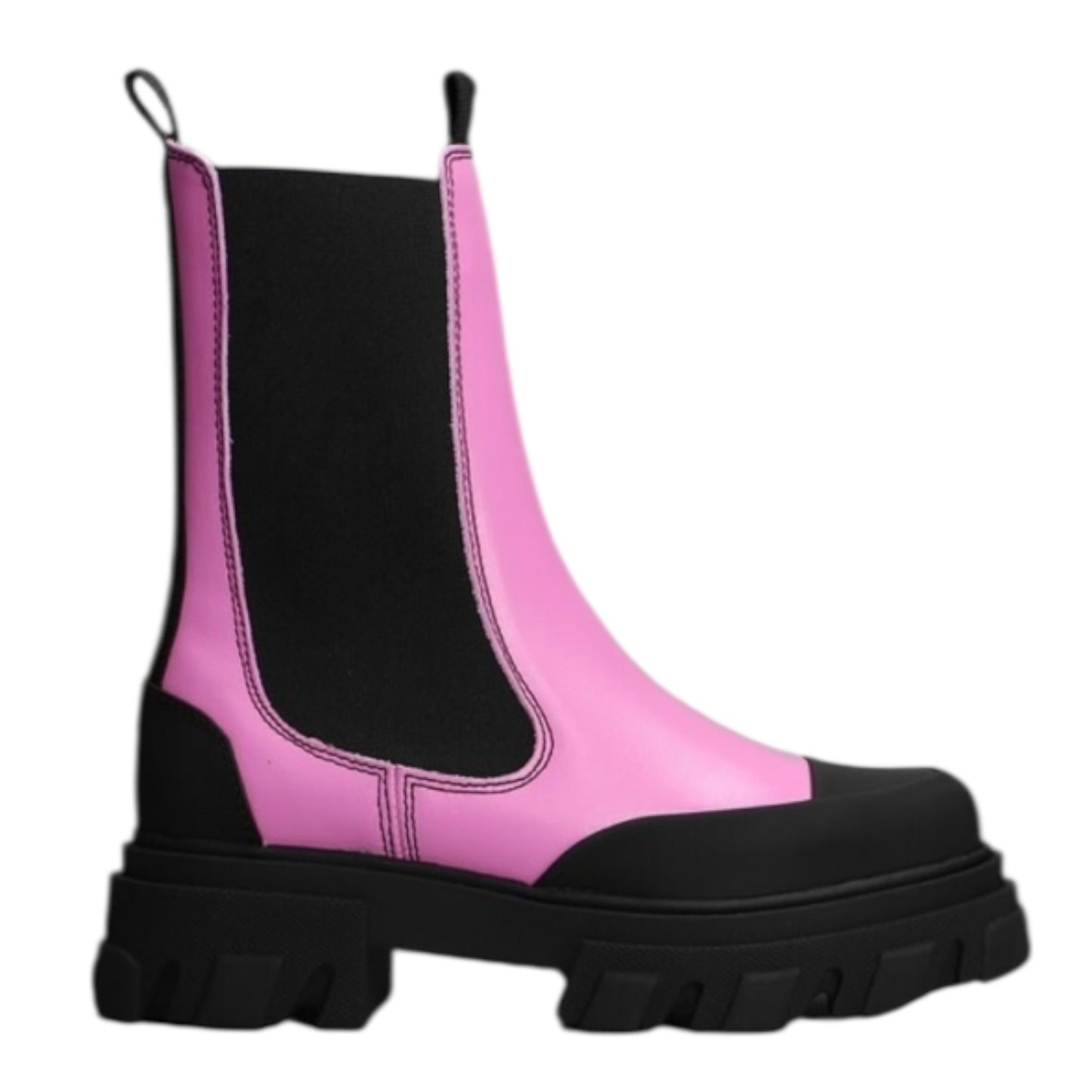 Ganni Combat Boots In Rose-Pink Leather - 38 / 5