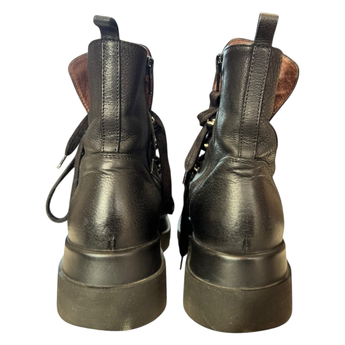 Lofina Black Lace Up Ankle Boots - 38.5 / 5.5