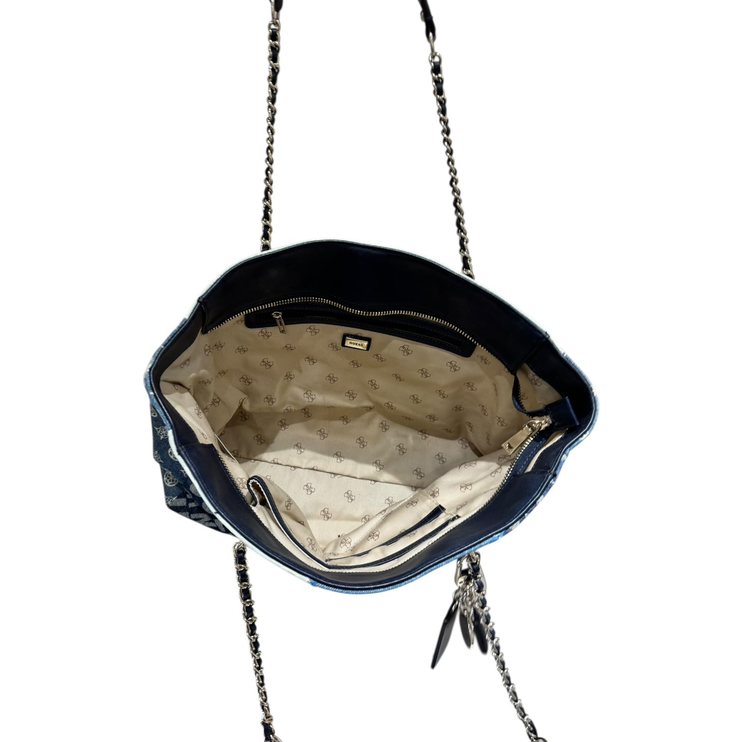 Guess Cessily Denim Shopper Blue Multi Bag