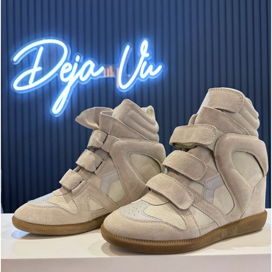 Isabel Marant Bekett Leather Wedge Sneakers - 38/5 - NEW