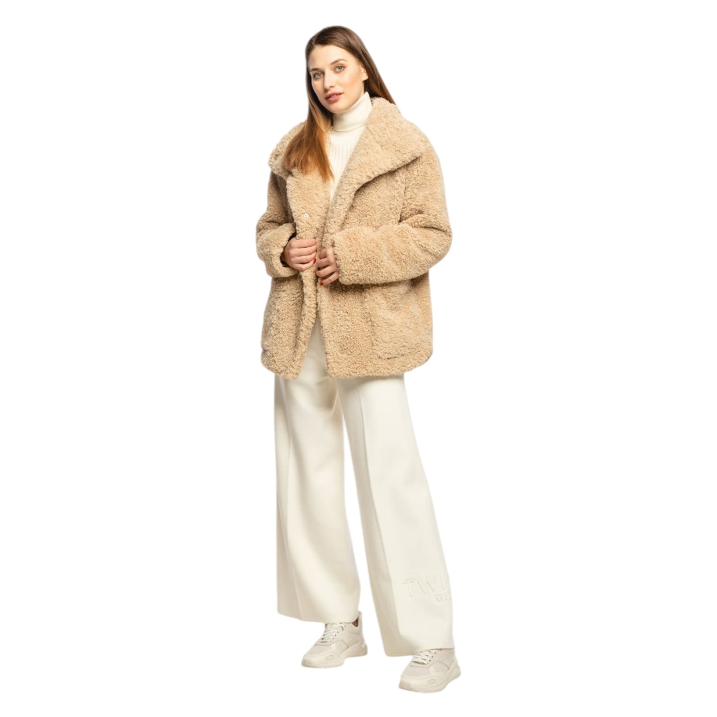 Riani Marble Teddy Jacket in Beige - 14