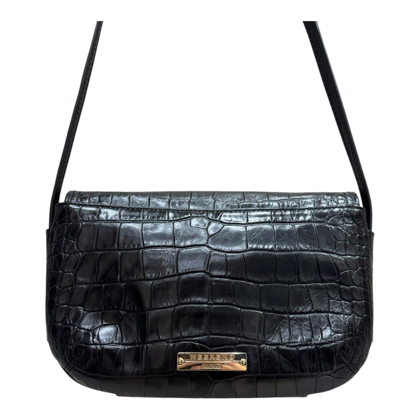 Weekend Max Mara Black Croc Crossbody Bag