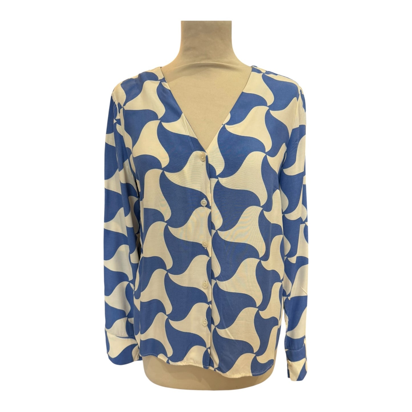 Whistles Blue and Cream Spun Triangle Blouse - 10