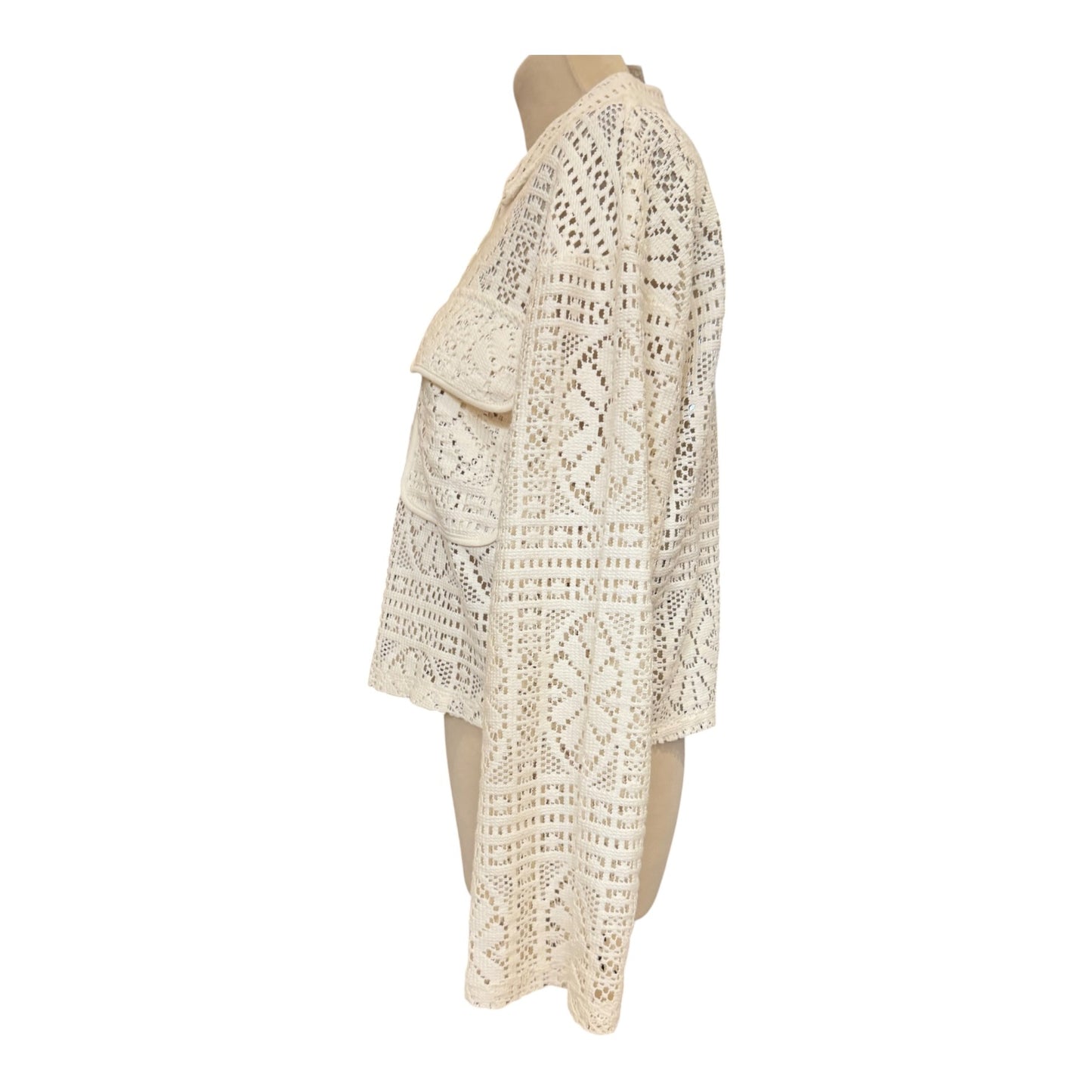 Vila Cream Crochet Patterned Shirt - 16