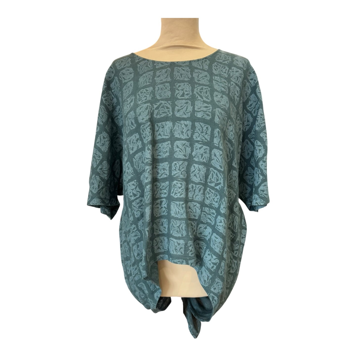OSKA Teal Green Dip Hem Linen Top - 10/12