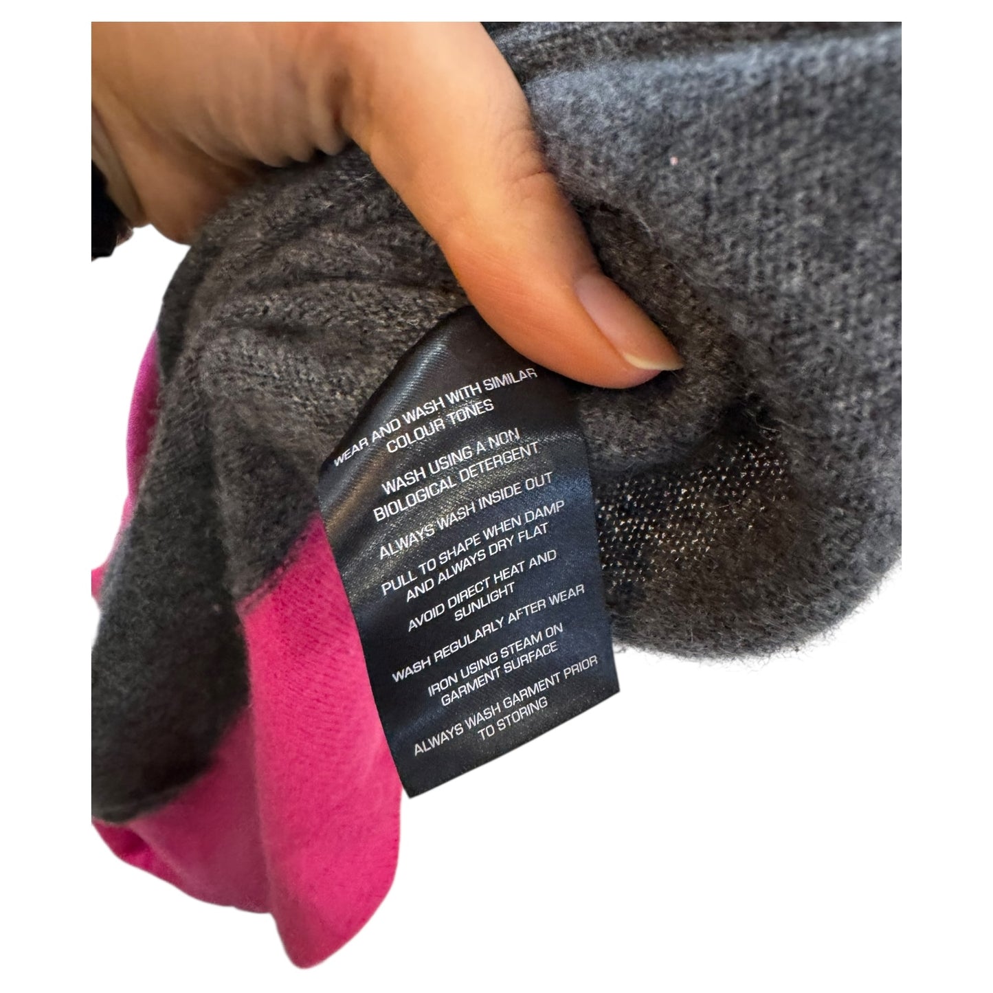 Moray Grey and Cerise Cashmere Cardigan - 12