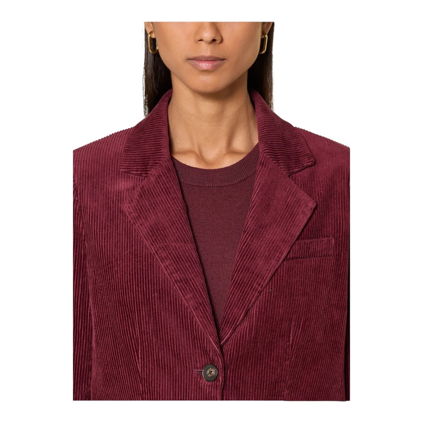 Part Two Maroon Burgundy Velvet Cord Blazer - 10