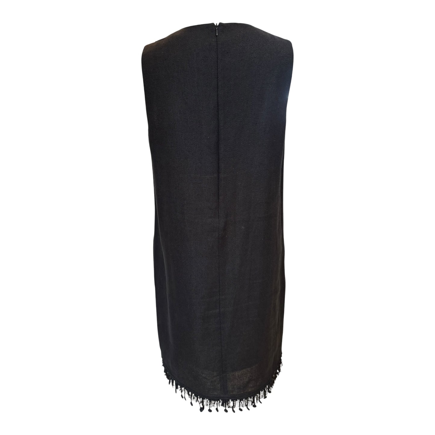 Max Mara Linen Cotton Black Shift Dress - 12