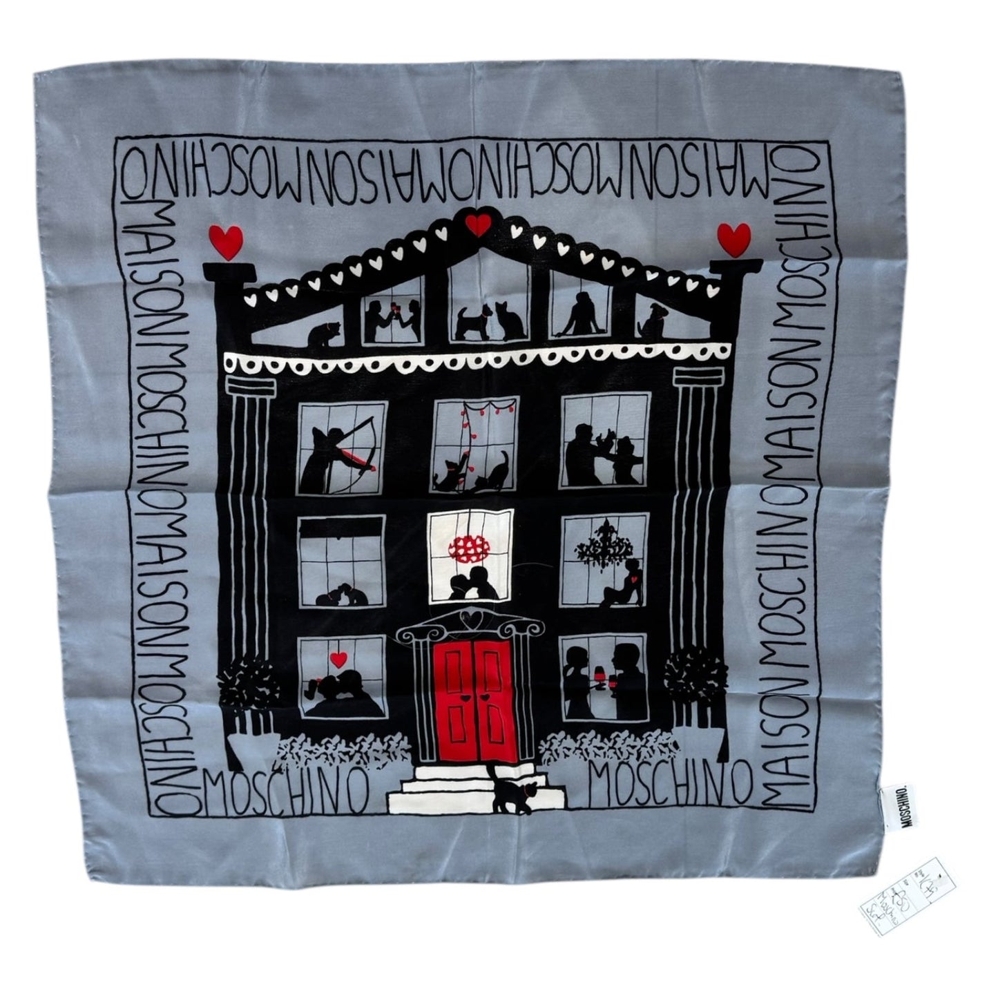 Moschino Grey Silk Scarf