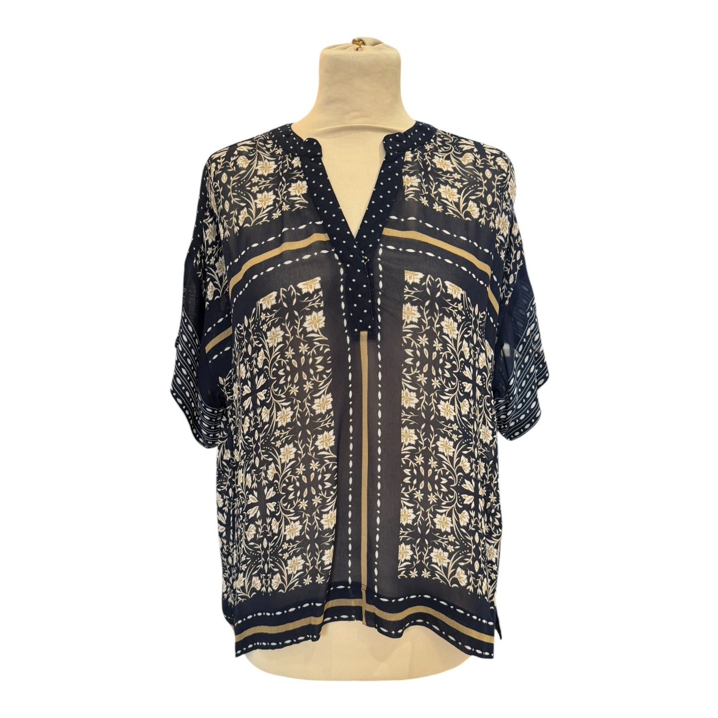 Part Two Navy Chiffon Top - 12