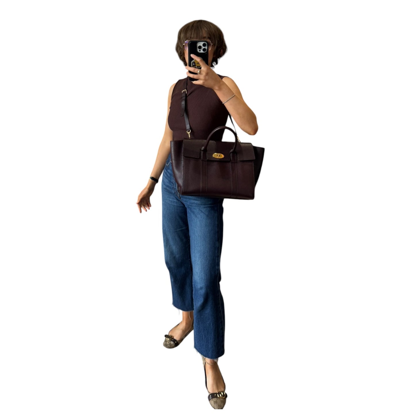 Mulberry Small Bayswater in Black Cherry