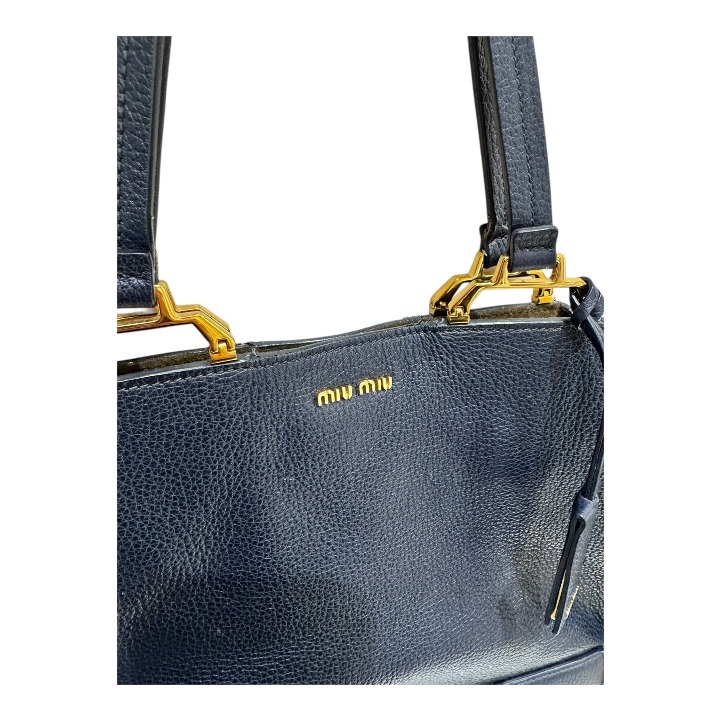 Miu Miu Navy Madras Tote Bag