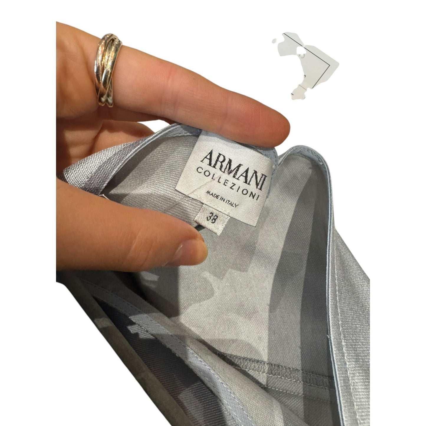 Armani Silver Silk and Wool Shift Dress - 6/8
