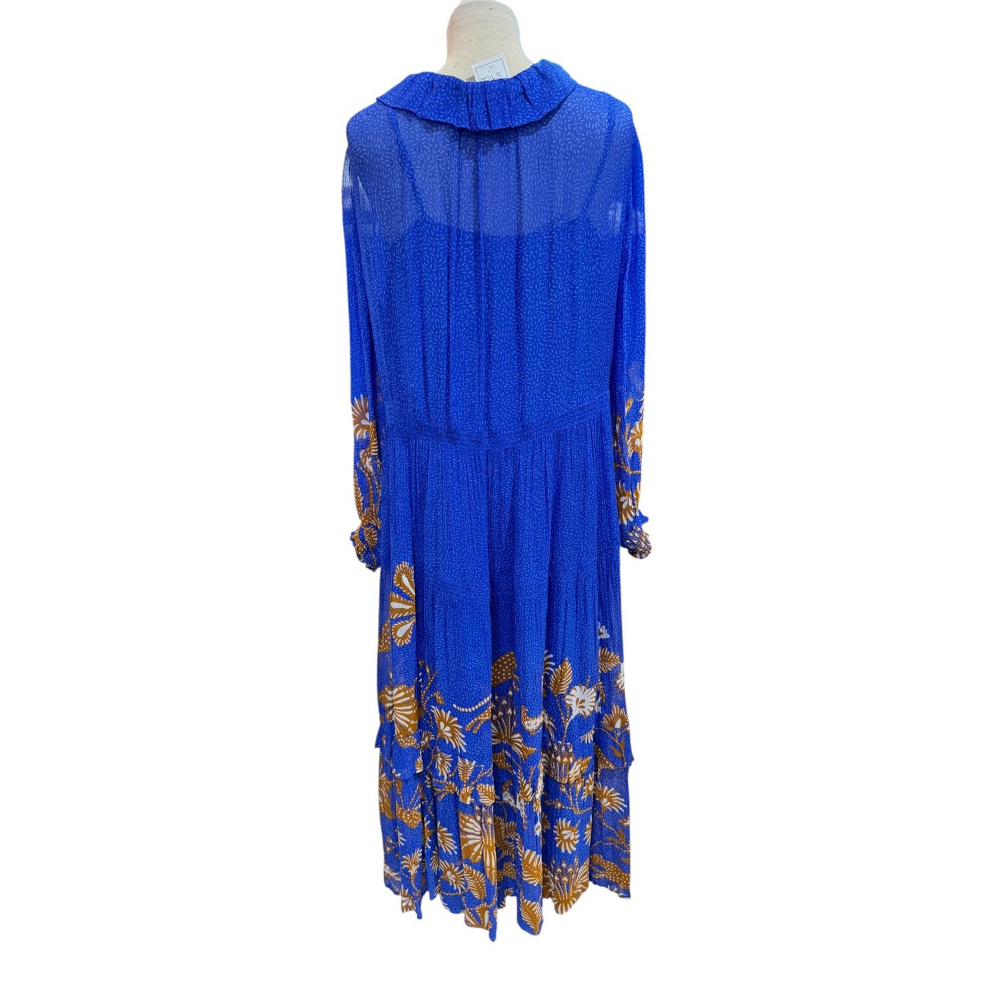 Anthropologie The Marais Blue Printed Chiffon Maxi Dress - 14