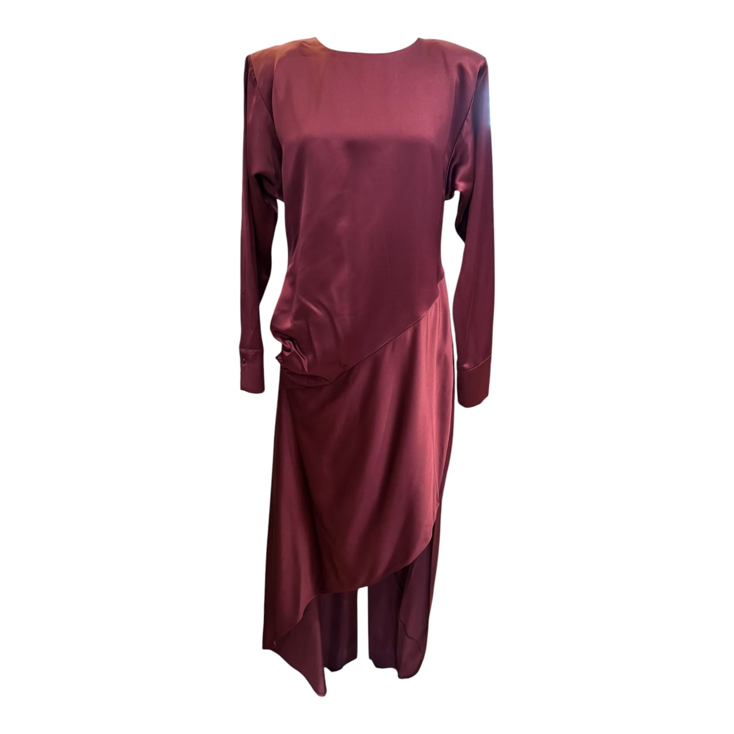 Reiss Burgundy Satin Midi Dress - 12 - NEW