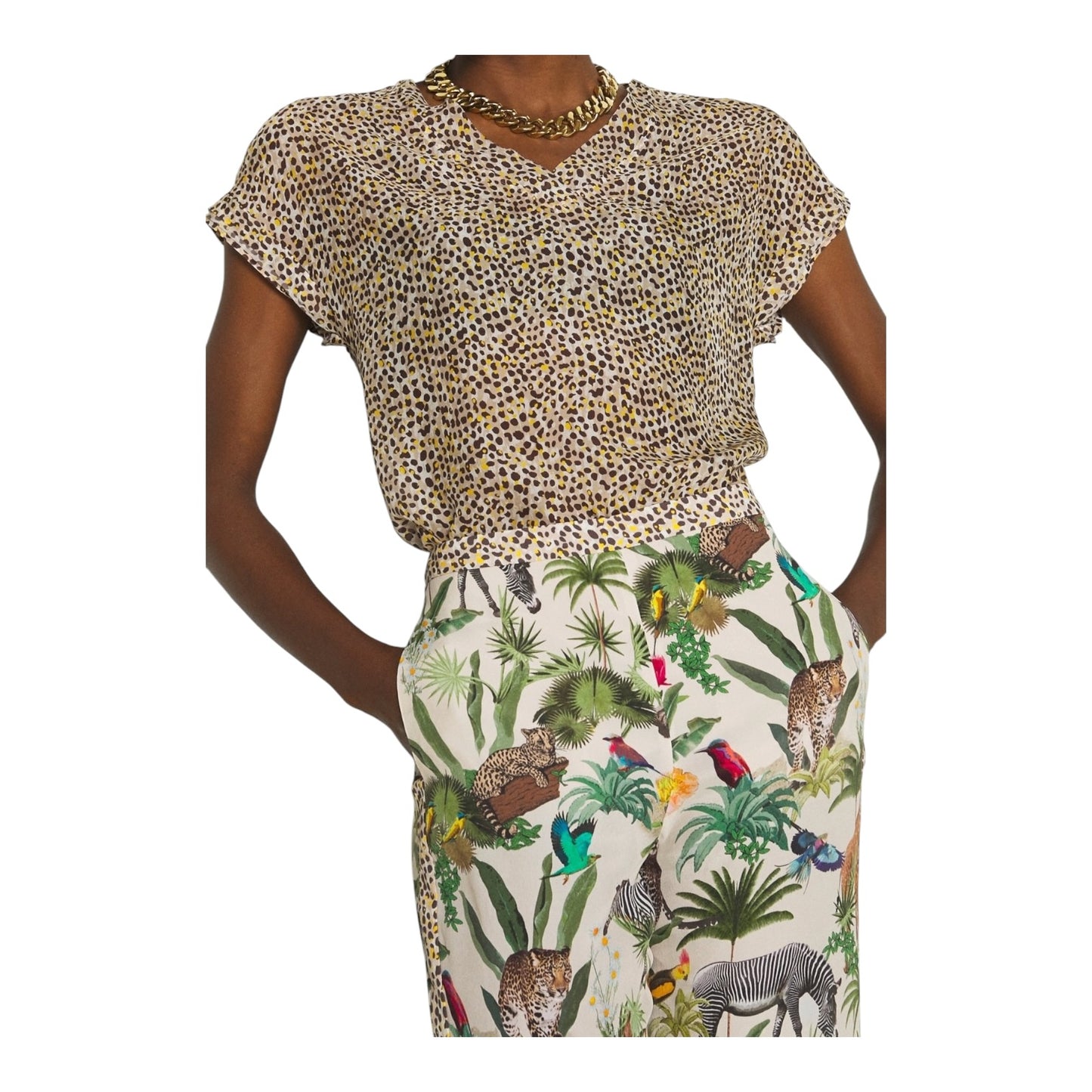 Marc Cain Animal Print Silk Top - 10
