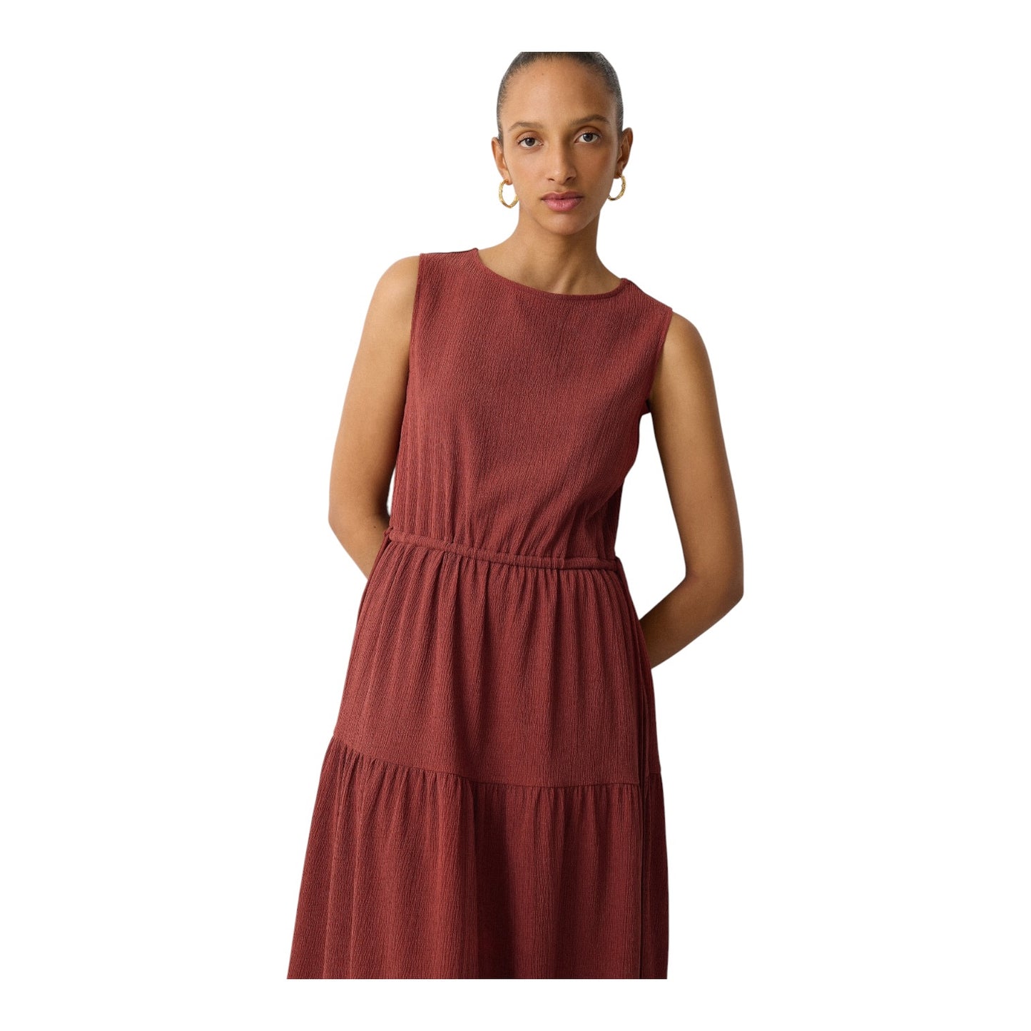 Jigsaw Brown Fine Crinkle Jersey Maxi Dress - 16
