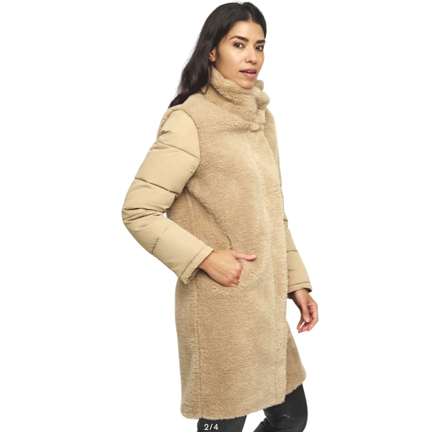 Rino and Pelle Camel Puffer Fleece Coat - 10