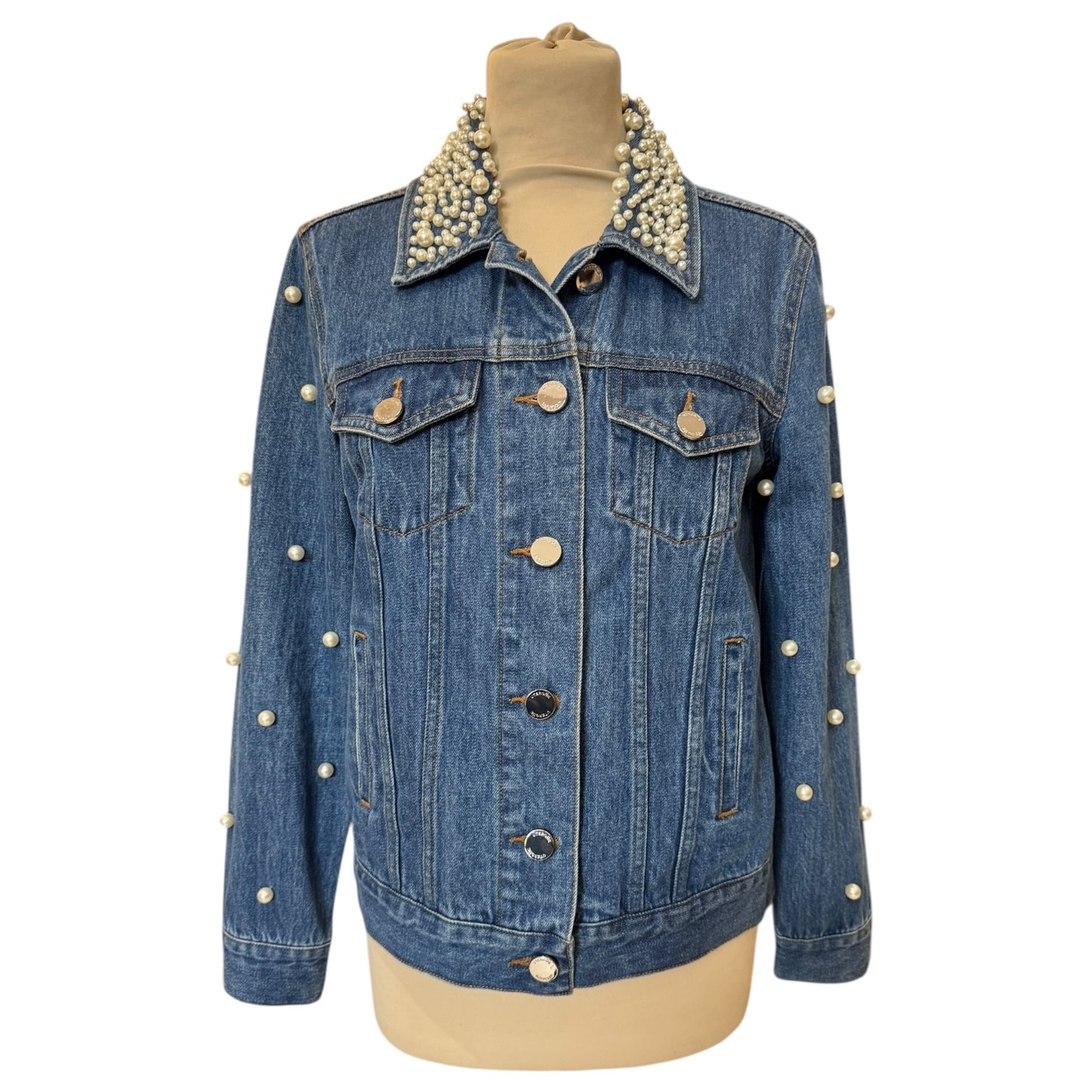 Uterqüe Denim Pearl Jacket - 10/12