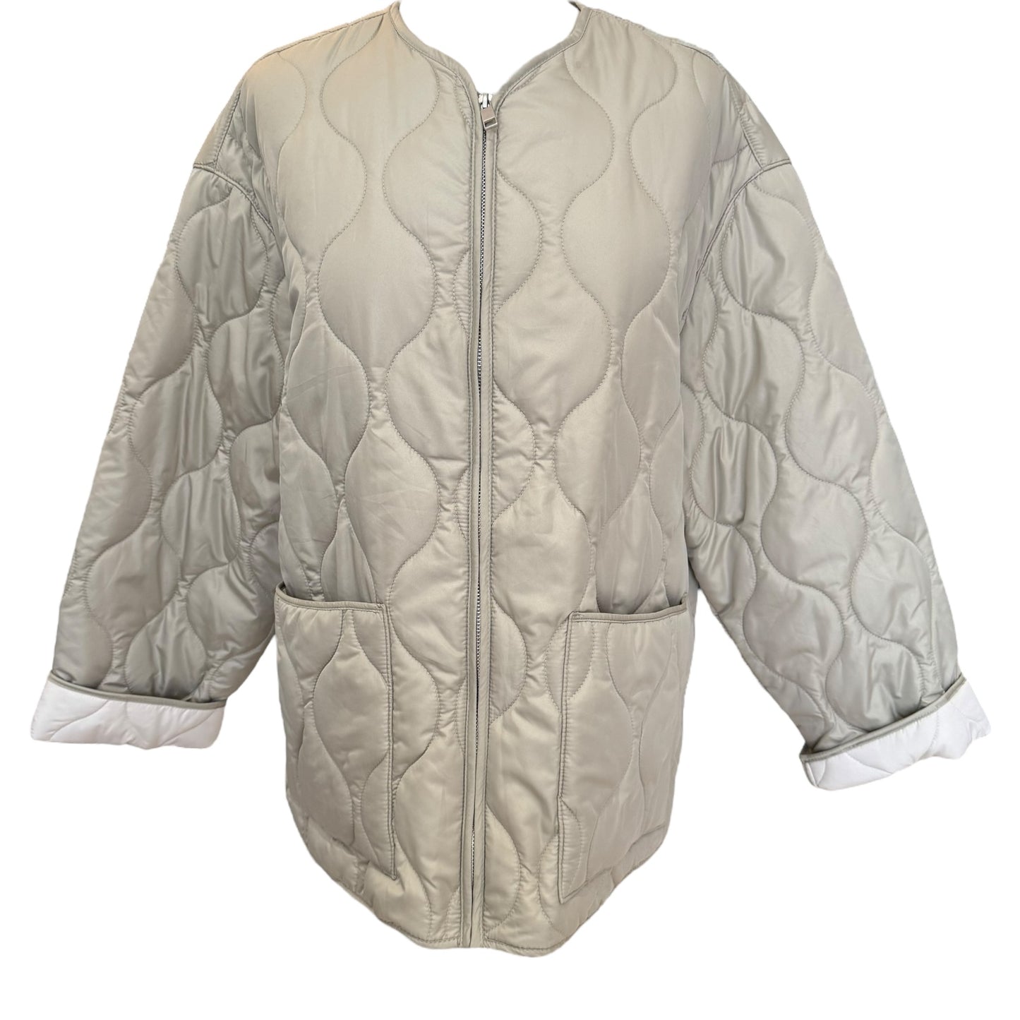 Zara Water Repellent Beige Quilted Jacket - 10/12