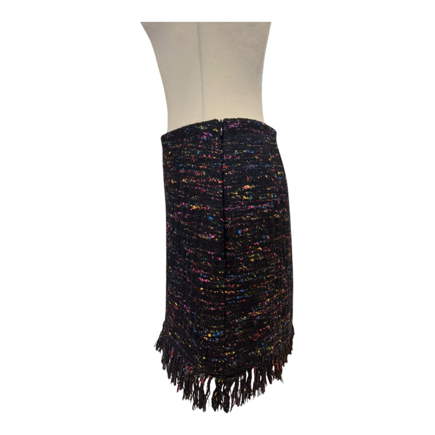 Ganni Black Rainbow Tweed Skirt Suit - 8