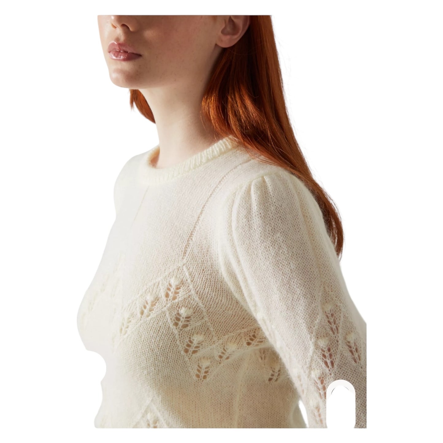 LK Bennett Ebba Cream Mohair-Blend Bubble Knit Jumper - 12/14