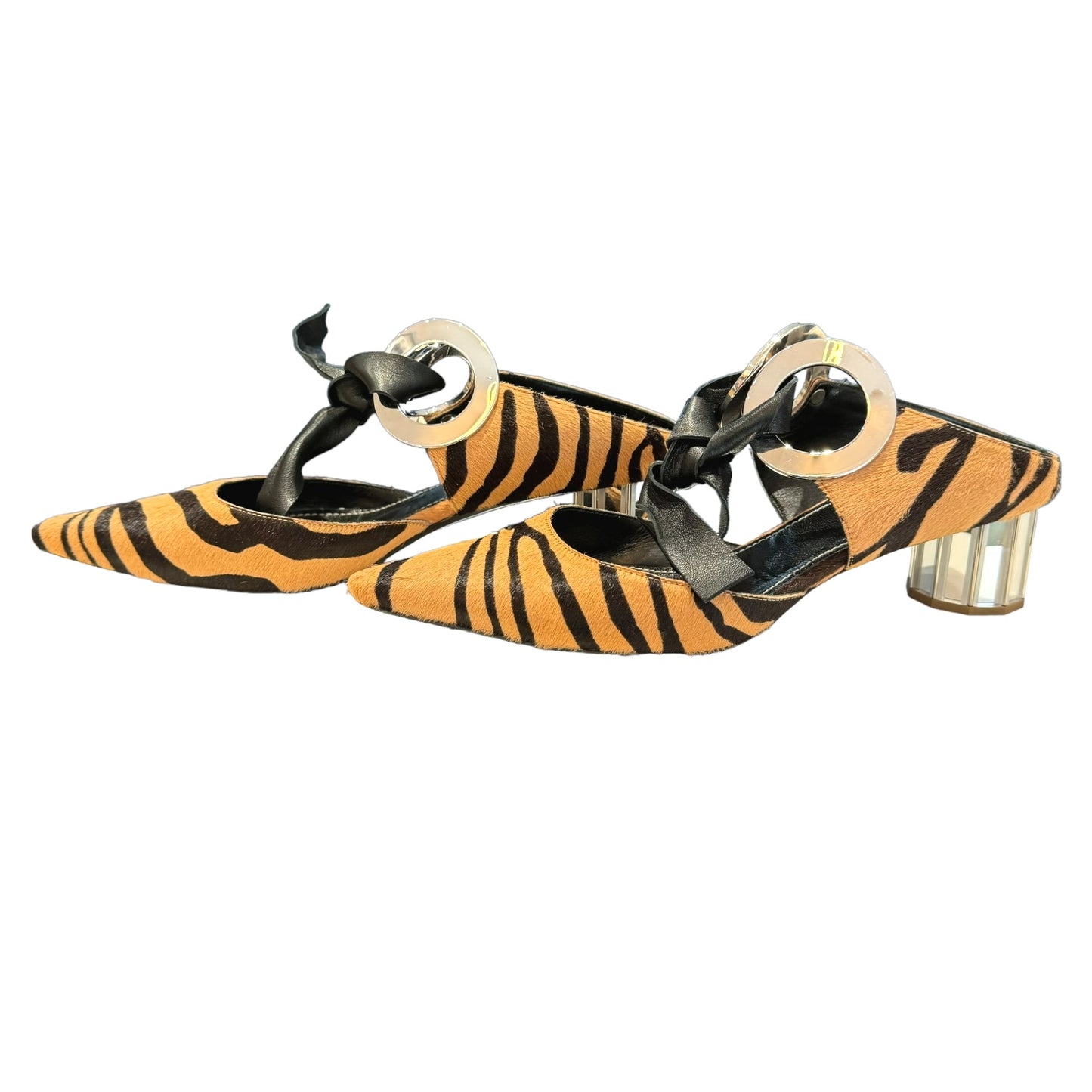 Proenza Shouler Animal Print Mirrored Heel Mules - 7.5