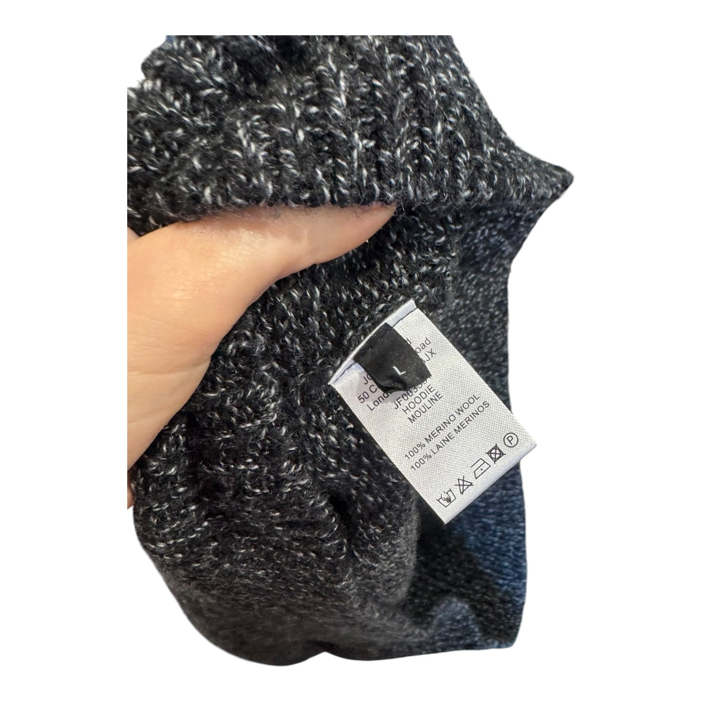 Joseph Black Marl Merino Wool Hoodie - 12