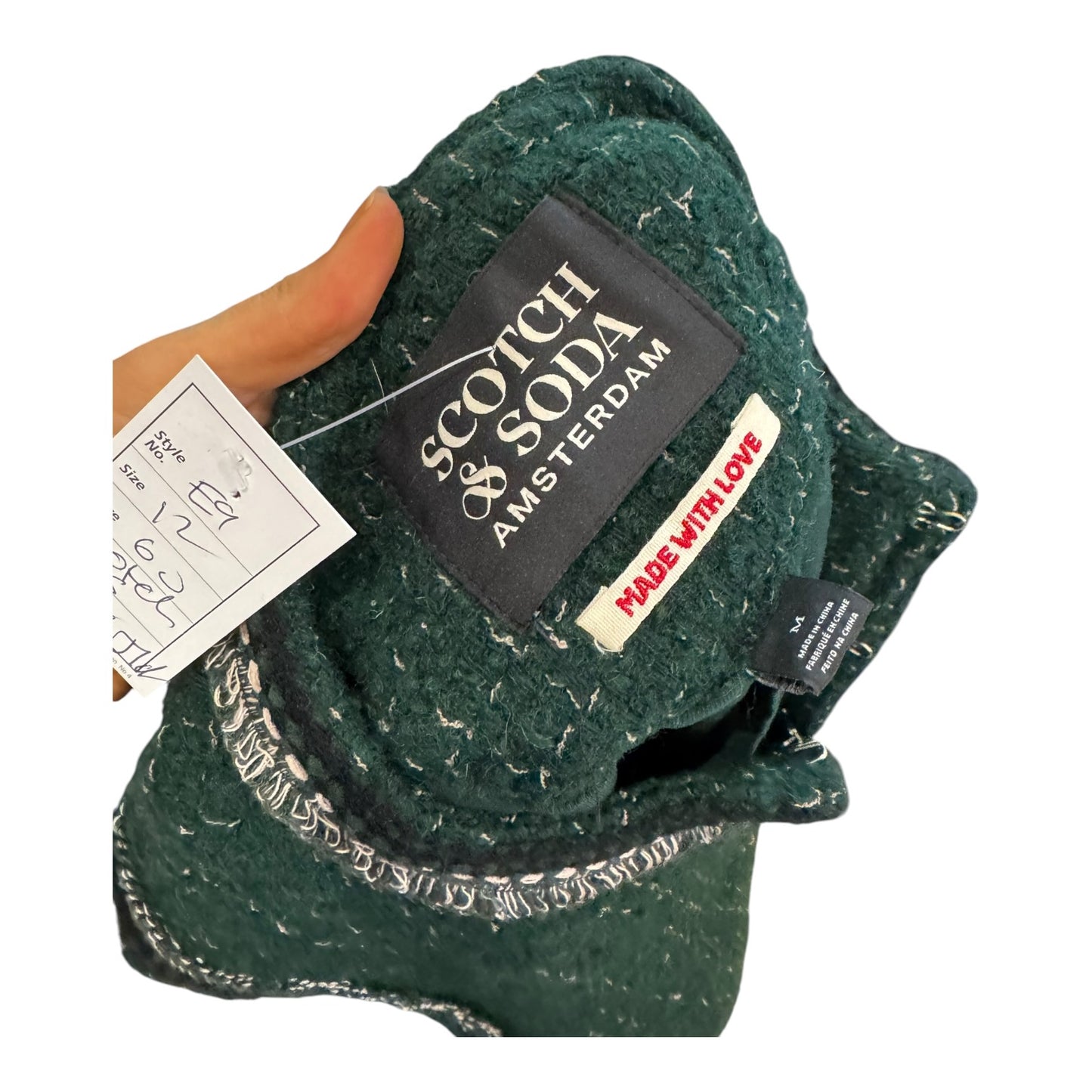 Scotch & Soda Green Cropped Tweed Blazer - 12