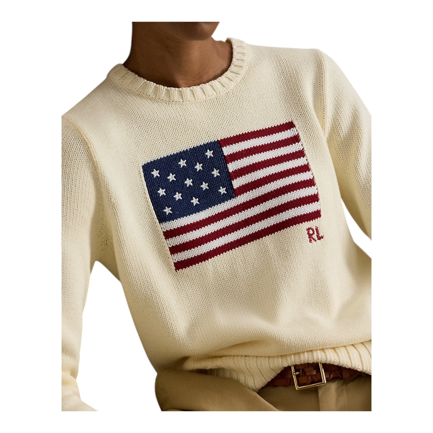Ralph Lauren The Iconic Flag Jumper in Cream - 12/14