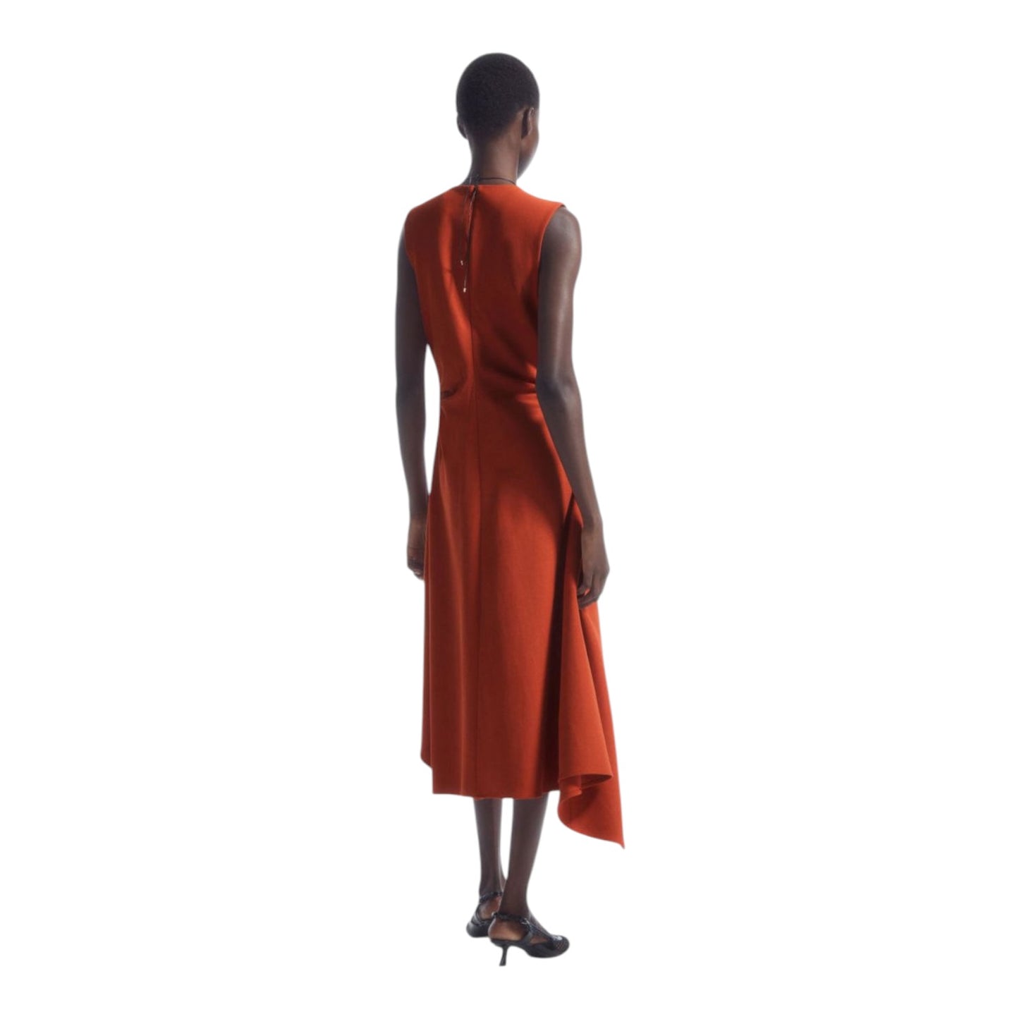 COS Orange Gathered Asymmetric Dress - 12