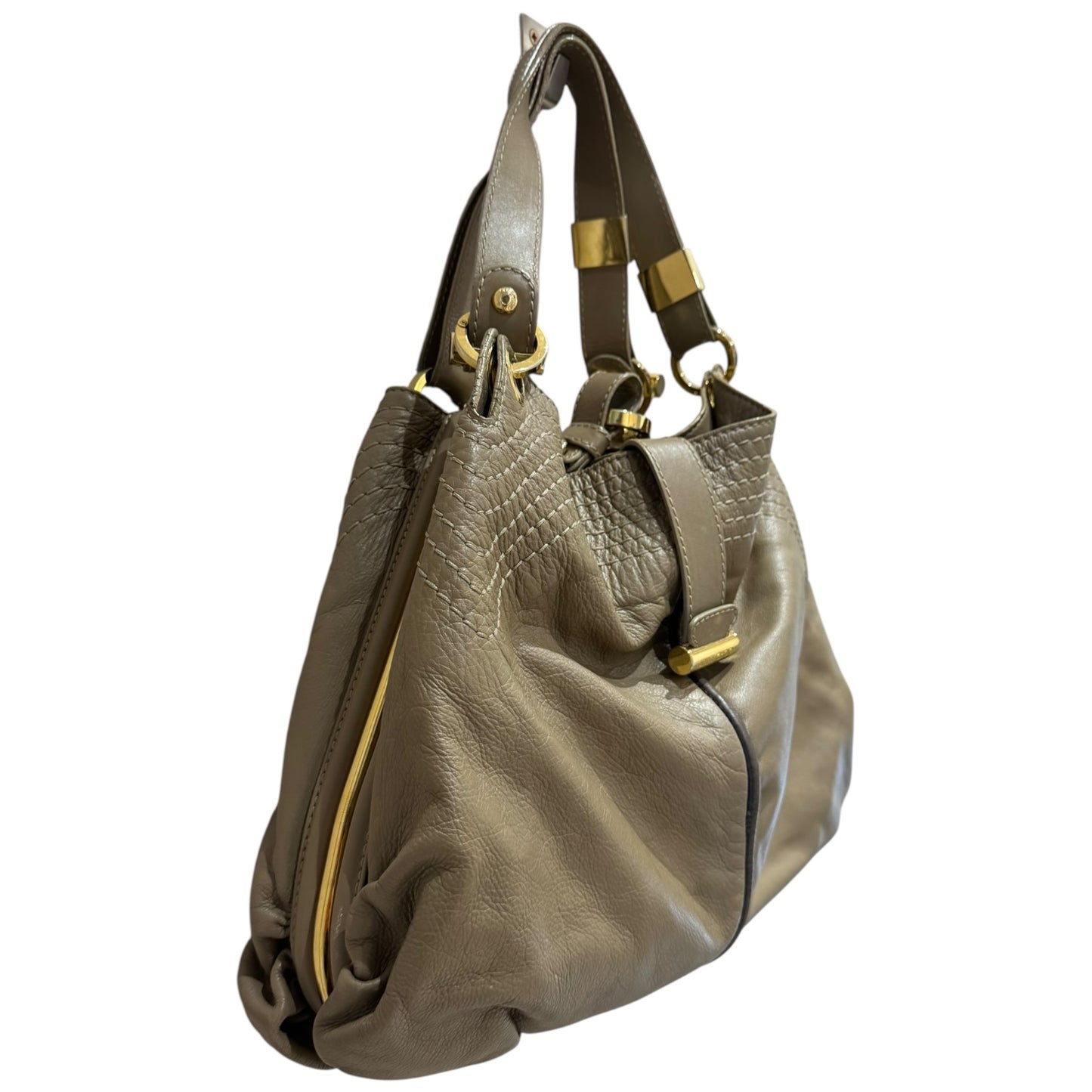 Jimmy Choo Taupe Leather Alex Hobo Tote Bag