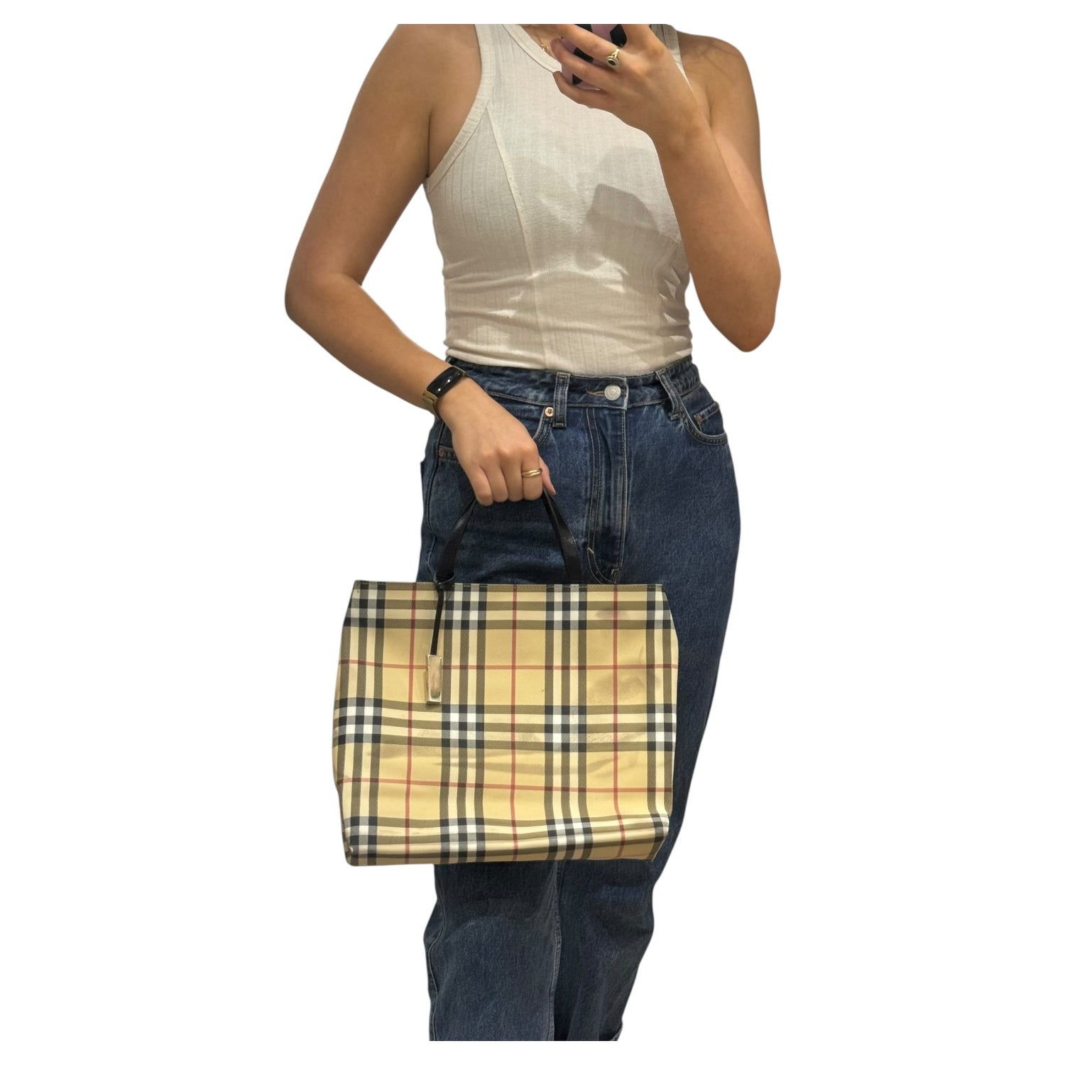 【BURBERRY】MEDIUM TOTE BAG Burberry Check Medium tote bag in beige - Burberry | Mytheresa
