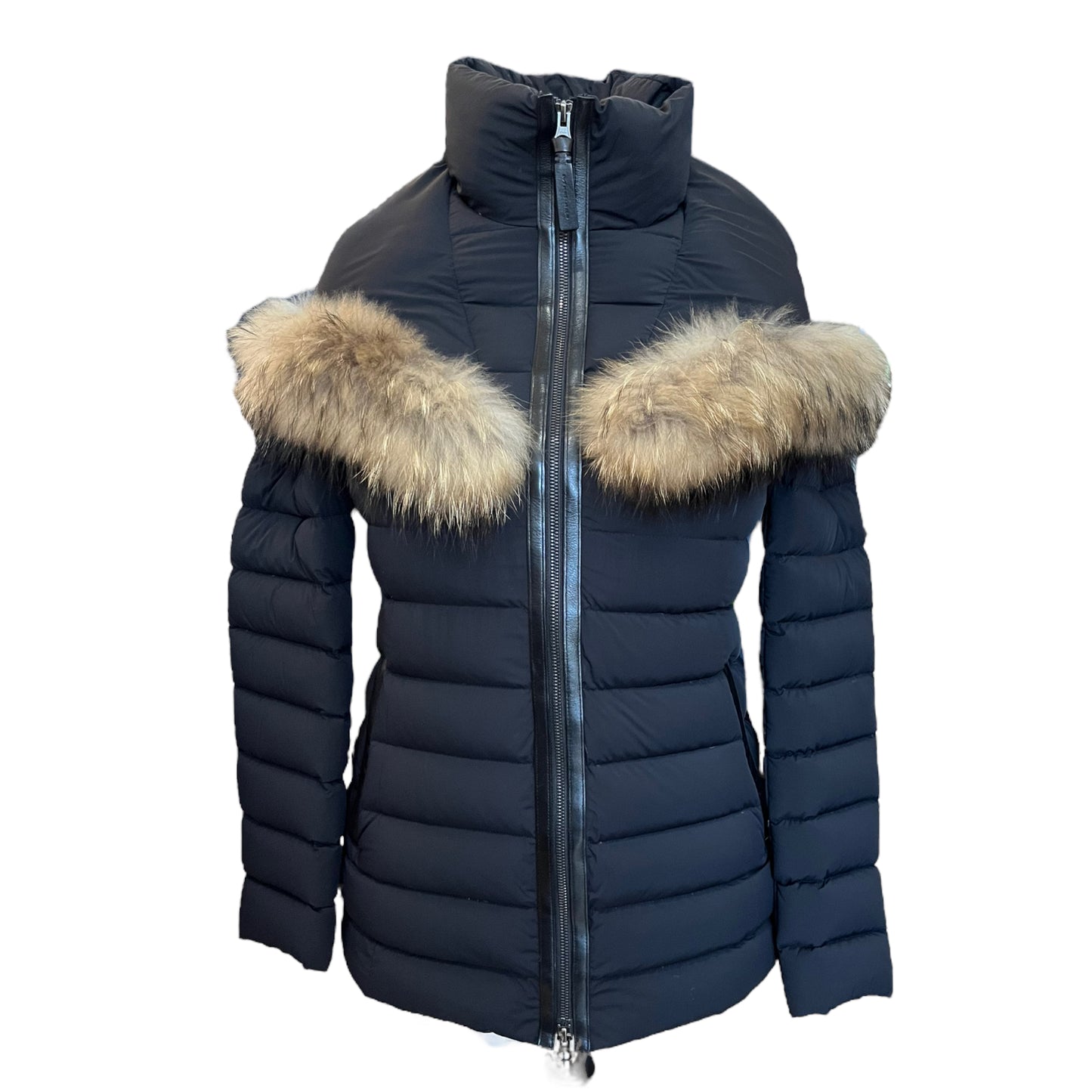 Mackage Black Fur Trim Puffer Coat