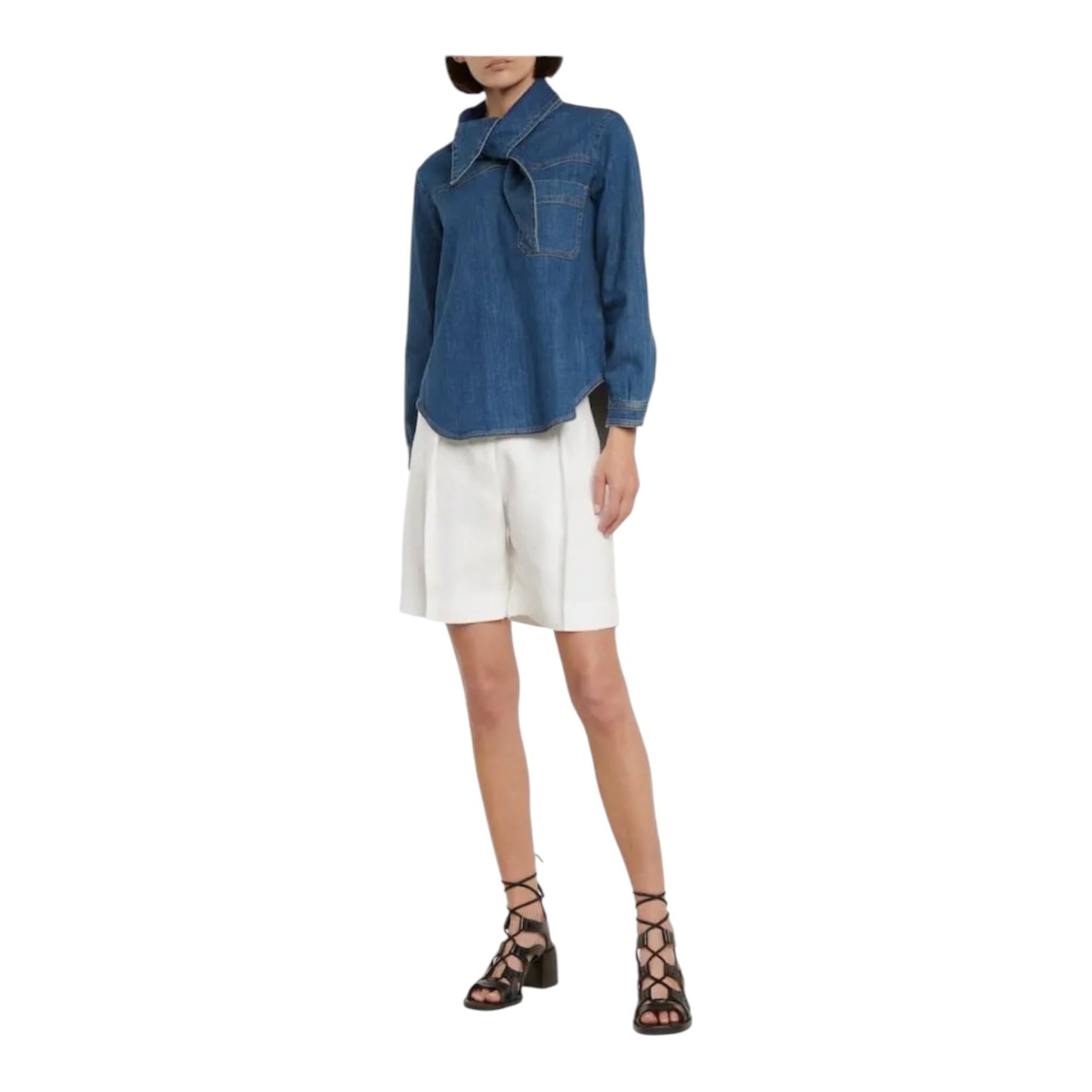 See By Chloe Tie Neck Denim Blouse - 12
