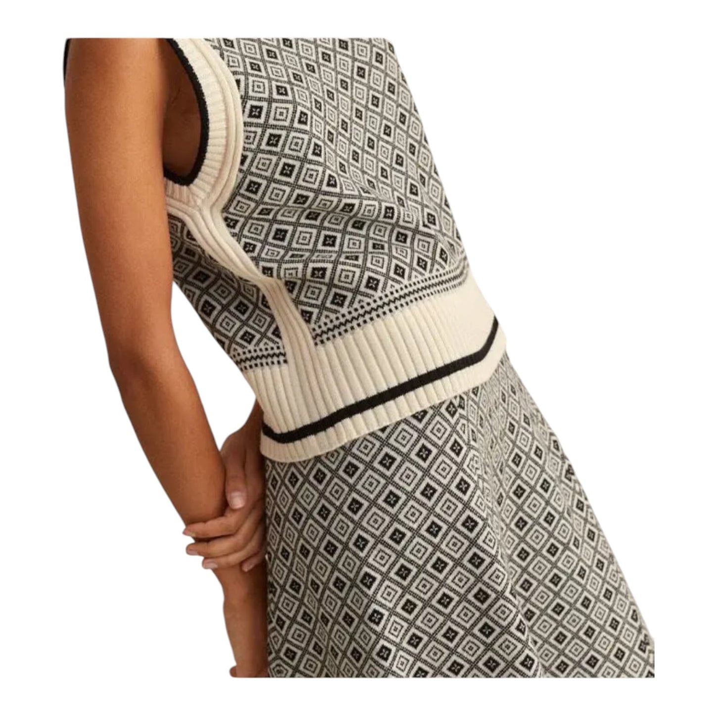 Me + Em Merino Jacquard Vest and Midi Skirt - 12/14