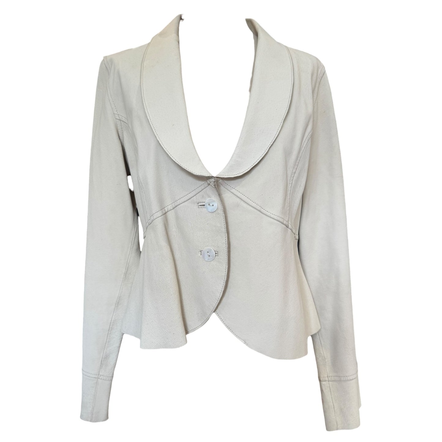 Piel Collection Cream Leather Jacket - 10
