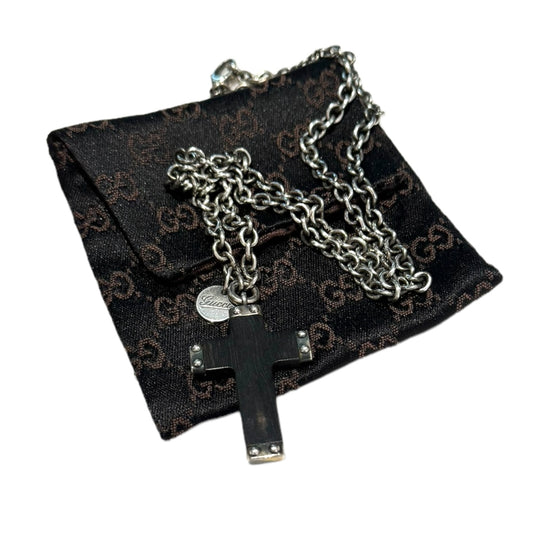 Gucci Silver Necklace with Ebony Cross