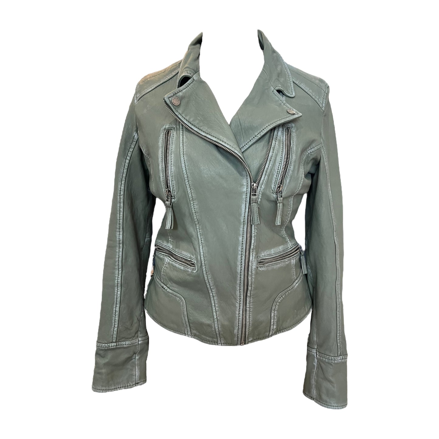 Oakwood Sage Green Leather Jacket – Deja Vu Belfast