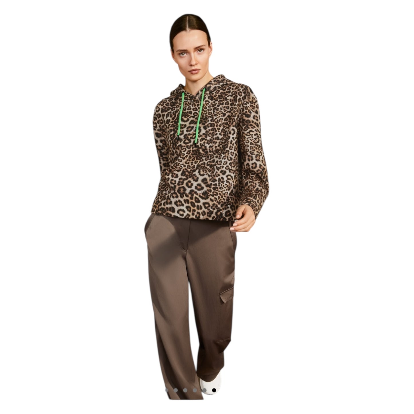 Marc Cain Leopard Print Hoodie - 14 - NEW