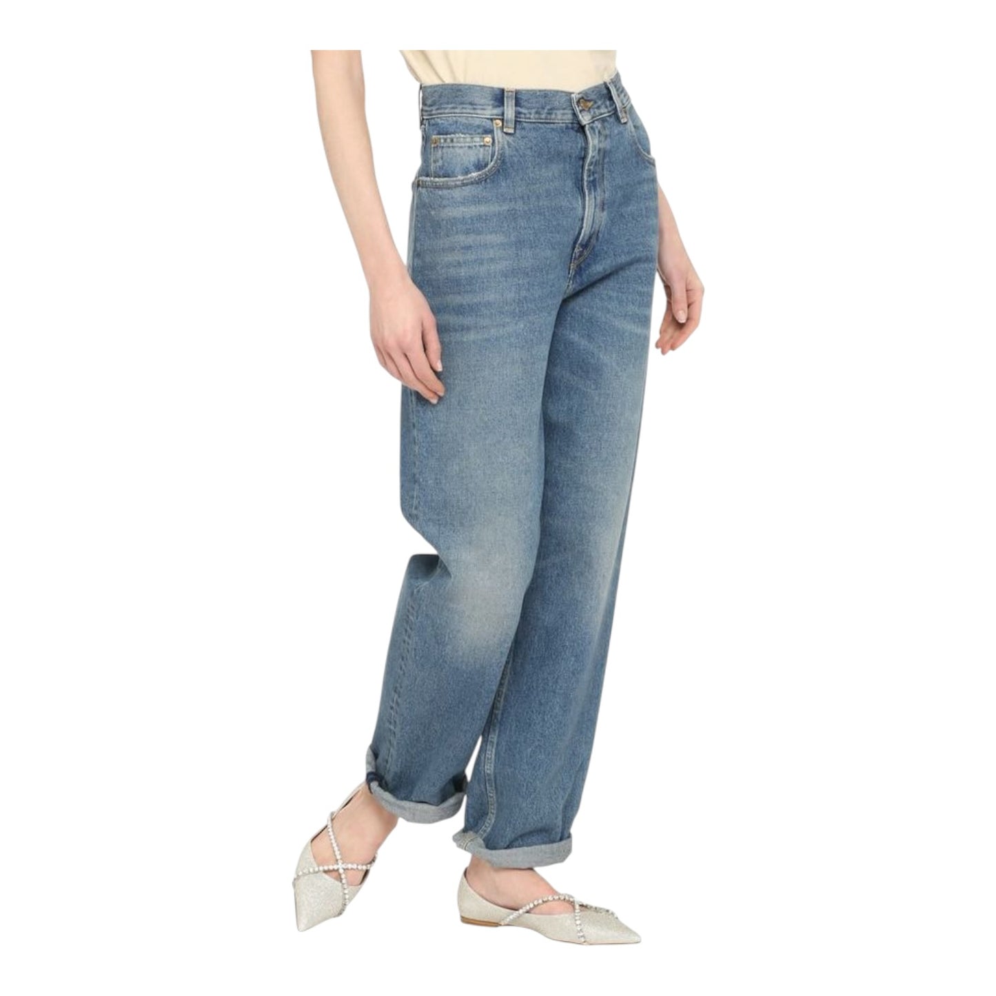 Golden Goose Distressed Kim Wide Leg Jeans - 10