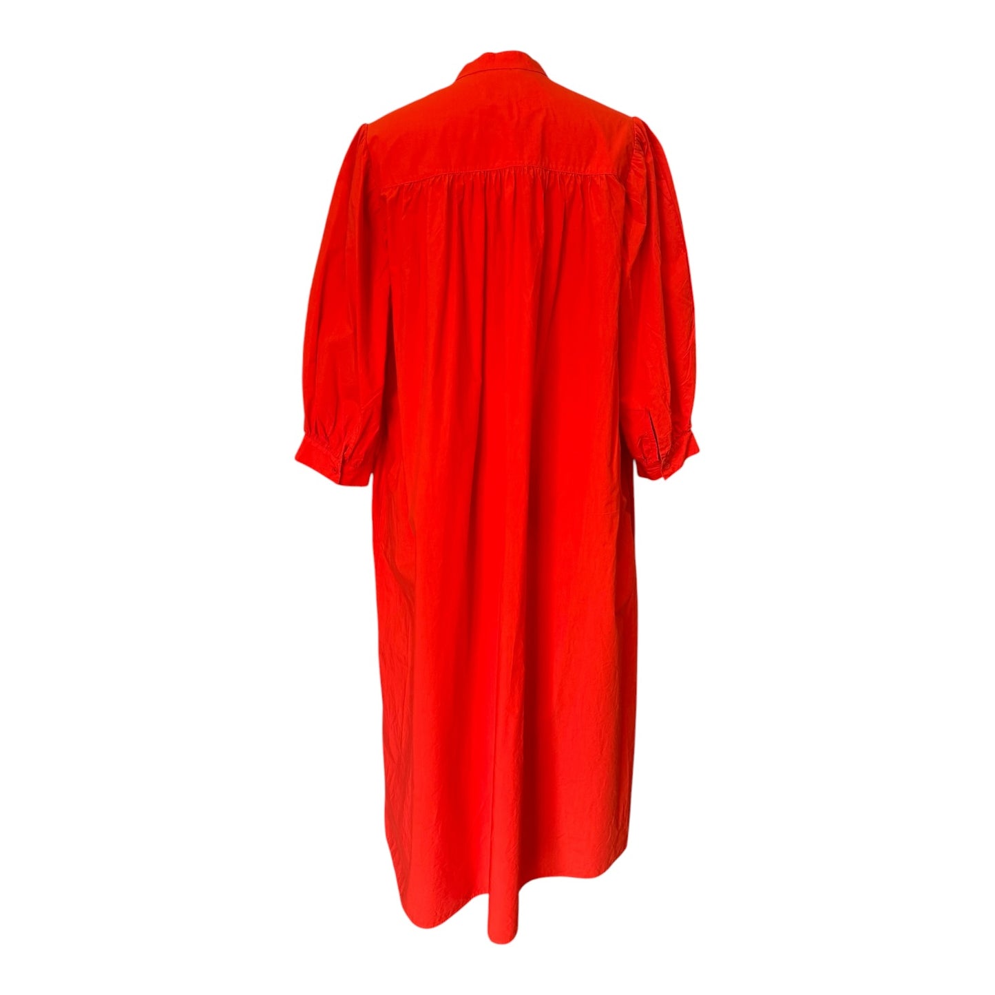 COS Tomato Red Puff-Sleeve Belted Dress - 12/14
