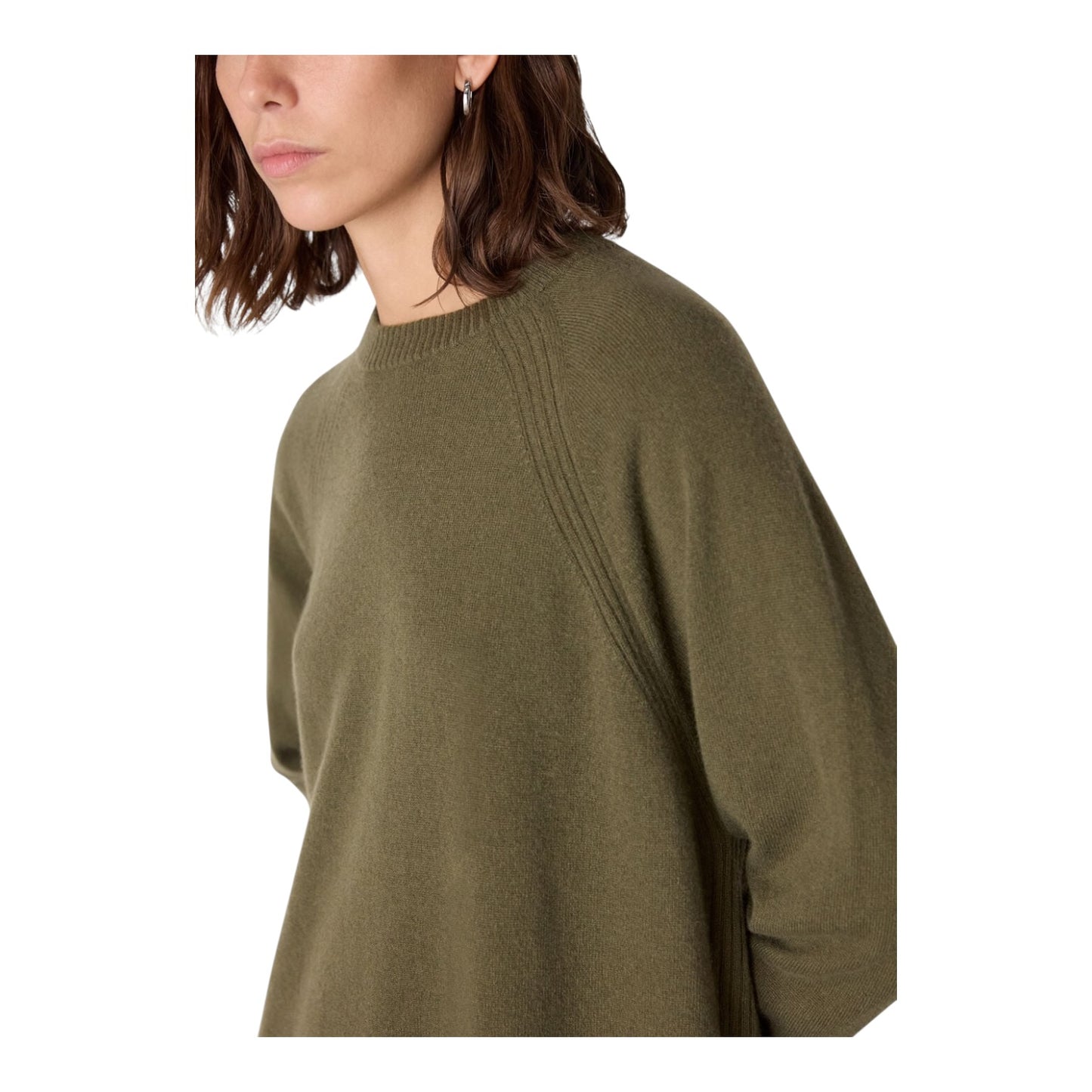 Whistles Khaki Ultimate Cashmere Crew Neck - 12