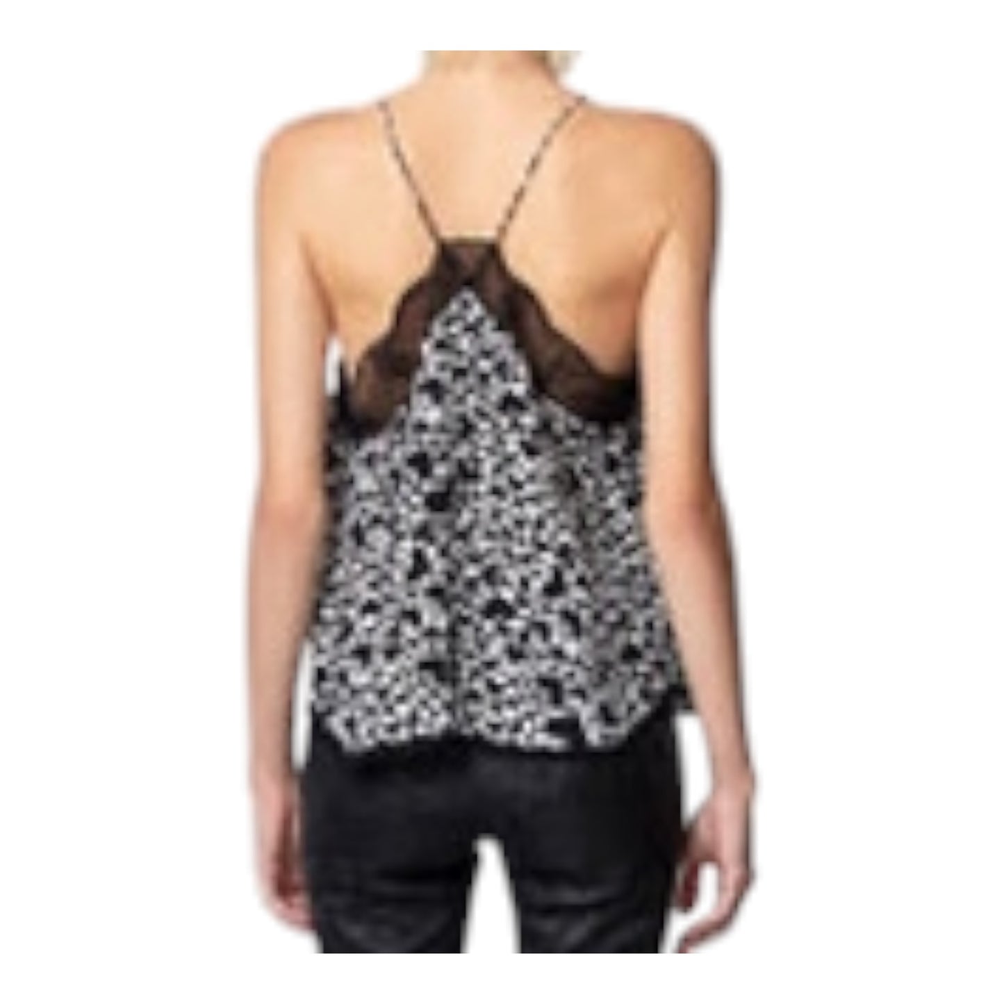 Zadig & Voltaire Christy Black and Cream Silk Lace Cami - 8